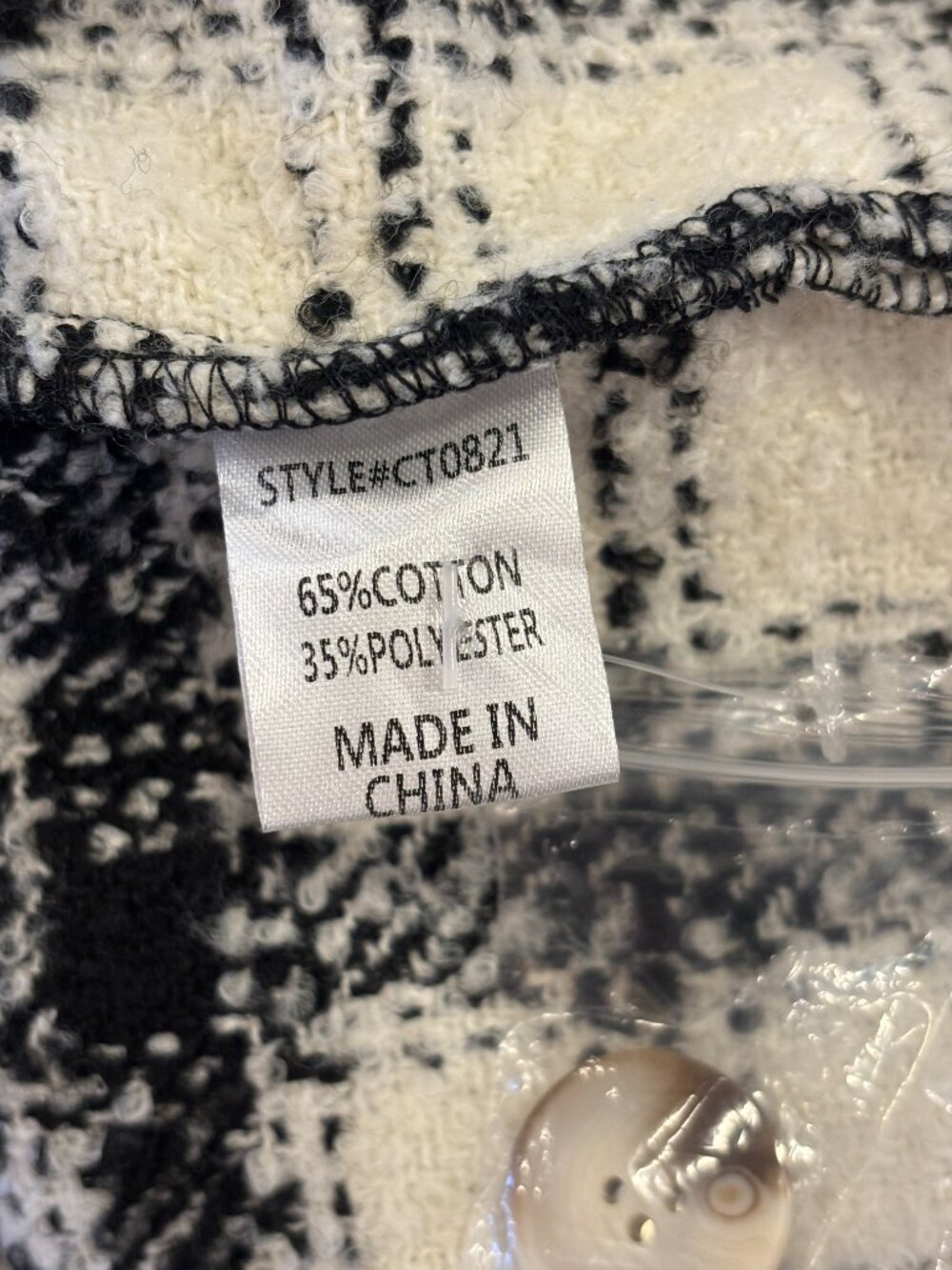 12th Tribe Black & White Plaid Boucle Shacket Small NWT - Picture 5 of 6